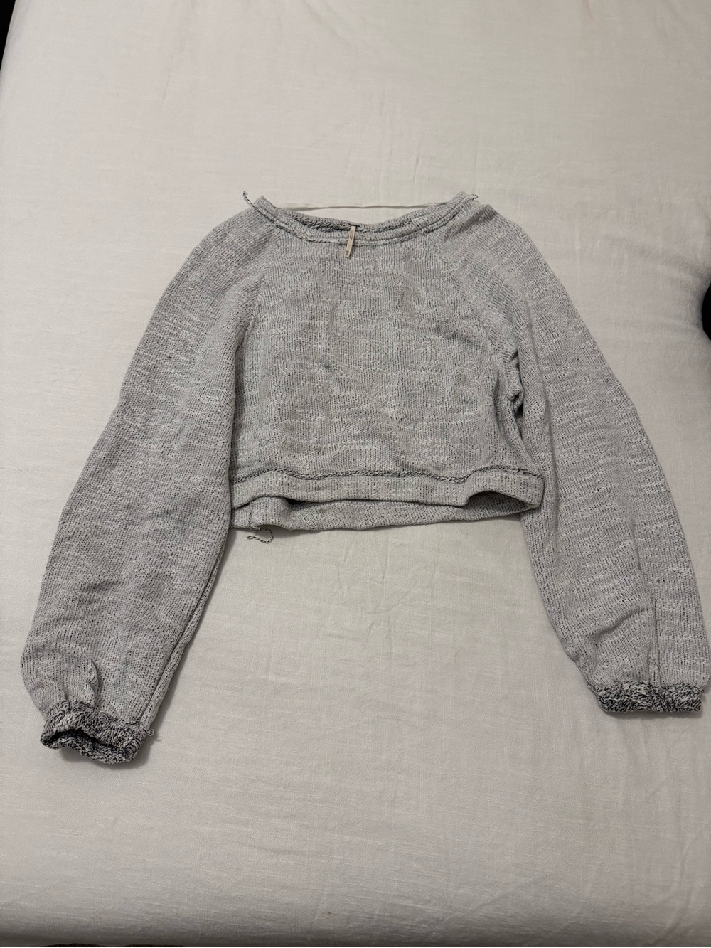 Free People Heather Gray Cropped Crewneck Sweater
